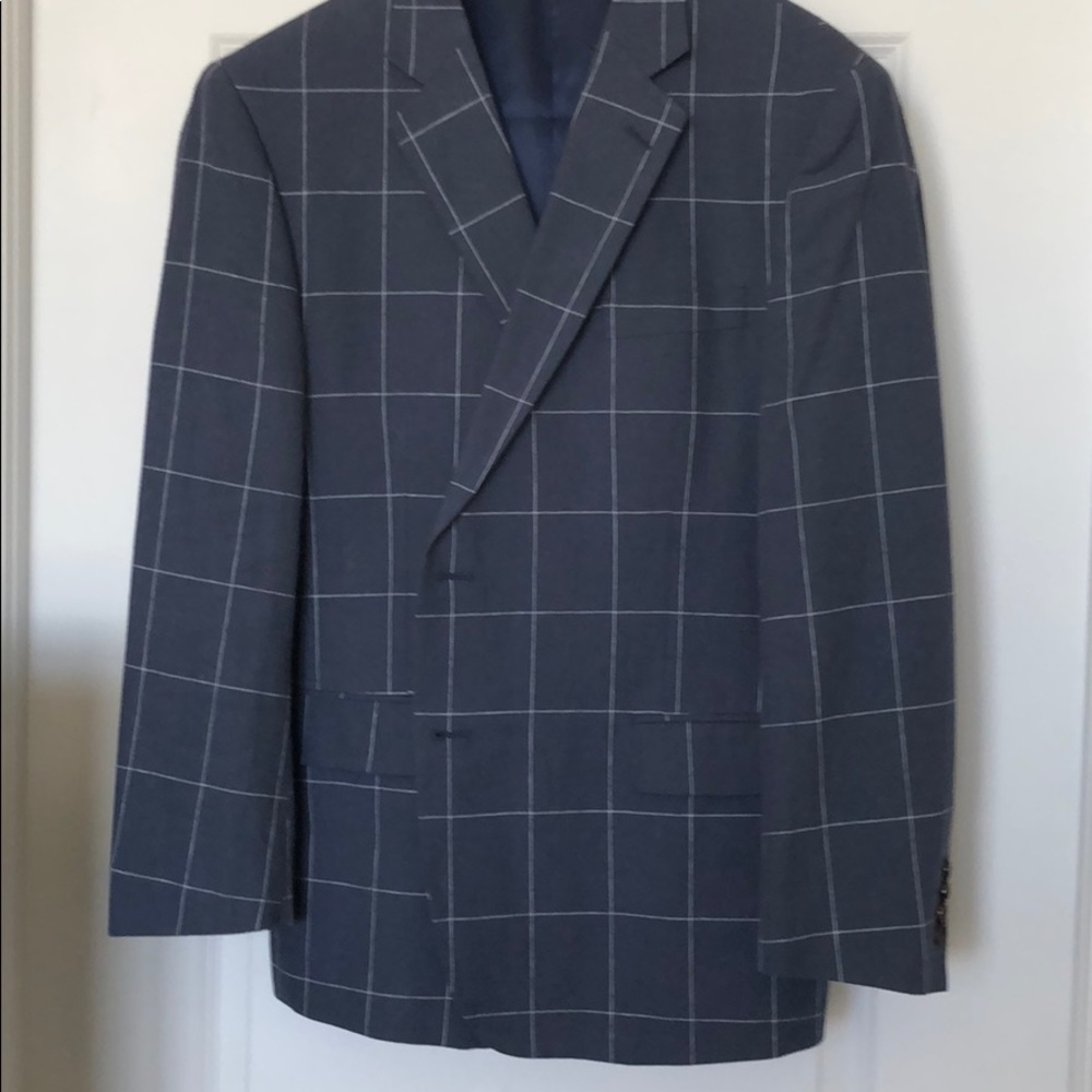 Stafford linen/cotton windowpane blazer 46R